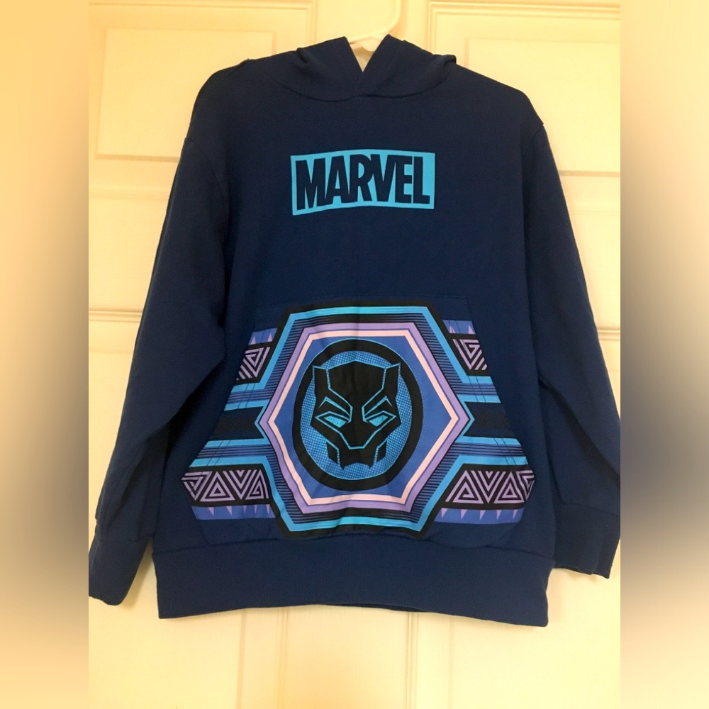 Sweater Marvel Black Panther Wakanda Forever Hoodie Navy Blue Youth Size Xs